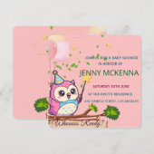 Personalized Baby Shower Invitation, Owl Design Kaart (Voorkant / Achterkant)