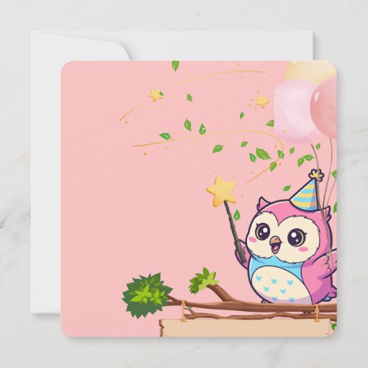 Personalized Baby Shower Invitation, Owl Design Kaart (Achterkant)