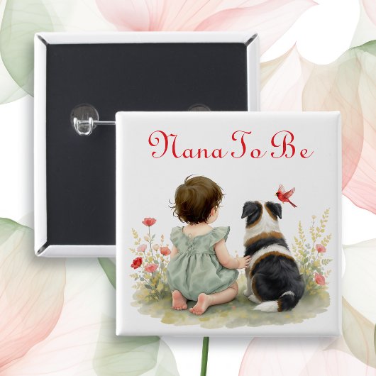 Personalized Baby Shower | Nana To Be Vierkante Button 5,1 Cm