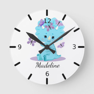 Personalized Baby Triceratops - Dinosaur Ronde Klok