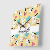 Personalized Baby Unicorns & Hearts Vierkante Klok (Hoek)