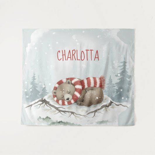 Personalized Baby Wall Art, Sleeping Bear Nursery Wandkleed (Voorkant (horizontaal))