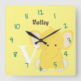 Personalized Baby Yellow Vierkante Klok