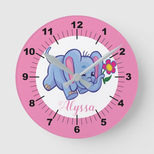 Personalized Baby Zebra Square Wall Clock Ronde Klok (Voorkant)