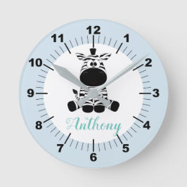 Personalized Baby Zebra Square Wall Clock Ronde Klok