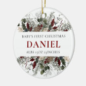 Personalized Baby's 1st Christmas Winter Floral  Keramisch Ornament (Links)