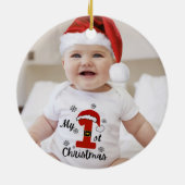Personalized Baby's 1st Christmas Winter Floral  Keramisch Ornament (Achterkant)
