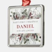 Personalized Baby's 1st Christmas Winter Floral  Metalen Ornament (Links)