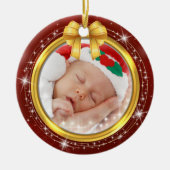 Personalized Baby's First Christmas Photo Keepsake Keramisch Ornament (Voorkant)