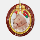 Personalized Baby's First Christmas Photo Keepsake Keramisch Ornament (Links)