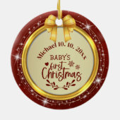 Personalized Baby's First Christmas Photo Keepsake Keramisch Ornament (Achterkant)