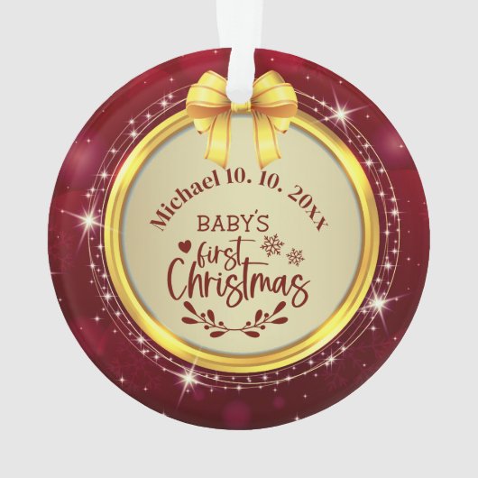 Personalized Baby's First Christmas Photo Keepsake Ornament (achterkant)