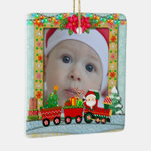 Personalized Baby's First Christmas Photo Train  Keramisch Ornament (Rechts)