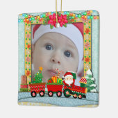 Personalized Baby's First Christmas Photo Train  Keramisch Ornament (Links)
