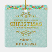 Personalized Baby's First Christmas Photo Train  Keramisch Ornament (Achterkant)