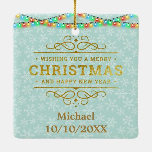 Personalized Baby's First Christmas Photo Train  Keramisch Ornament (Achterkant)