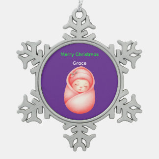 Personalized Baby's First Christmas Snowflake Orna Tin Sneeuwvlok Ornament