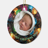Personalized Baby's First Christmas with Photo Keramisch Ornament (Links)