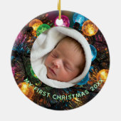 Personalized Baby's First Christmas with Photo Keramisch Ornament (Achterkant)