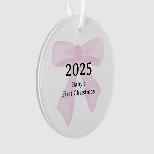 Personalized Baby's First Christmas YEAR Pink Bows Ornament (voorkant)