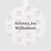 Personalized Baby's First Christmas YEAR Pink Bows Ornament (achterkant)