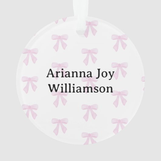 Personalized Baby's First Christmas YEAR Pink Bows Ornament (achterkant)