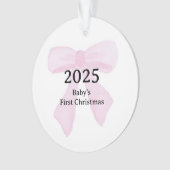 Personalized Baby's First Christmas YEAR Pink Bows Ornament (voorkant)