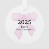 Personalized Baby's First Christmas YEAR Pink Bows Ornament (voorkant)