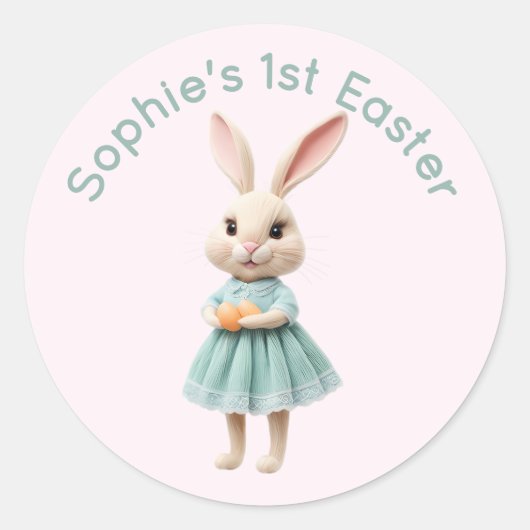 Personalized Baby's First Easter Sticker - Cute 3D (Voorkant)