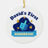 Personalized “Baby's First Hanukkah” with Dreidel Keramisch Ornament (Voorkant)