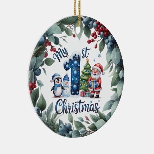 Personalized Baby's First Holiday Keepsake Keramisch Ornament (Rechts)