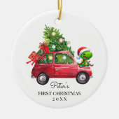 Personalized Baby's Photo and Name Dino Keramisch Ornament (Voorkant)