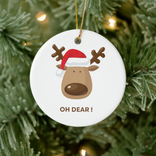 Personalized back note Oh Dear Reindeer Coworkers Keramisch Ornament (Boom)