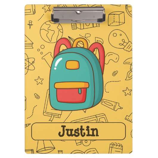 Personalized Back to School Backpack & Doodles Klembord (Voorkant)