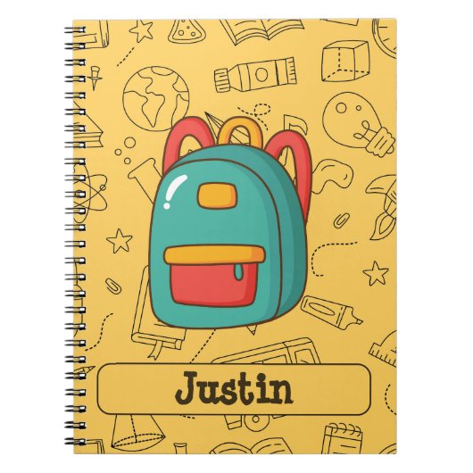 Personalized Back to School Backpack & Doodles Notitieboek (Voorkant)