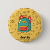 Personalized Back to School Backpack & Doodles Ronde Button 5,7 Cm (Voorkant)
