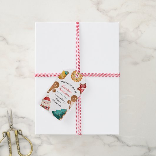 Personalized Baked With Love Gingerbread Christmas Cadeaulabel (Met Touw)