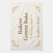 Personalized Bakers Gonna Bake Wheat Rolling Pin  Theedoek (Verticaal)