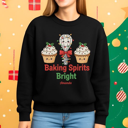 Personalized Baking Spirits Bright Funny Christmas Trui