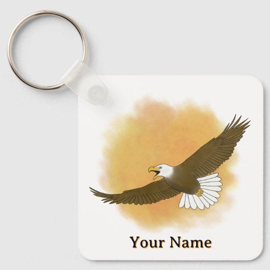Personalized Bald Eagle Orange Background Sleutelhanger (Voorkant)