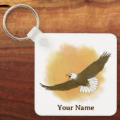 Personalized Bald Eagle Orange Background Sleutelhanger (Voorkant)