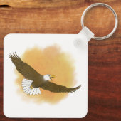 Personalized Bald Eagle Orange Background Sleutelhanger (Achterkant)