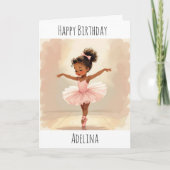 Personalized Ballerina Birthday + Coloring Page Kaart (Voorkant)