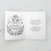 Personalized Ballerina Birthday + Coloring Page Kaart (Binnen)
