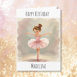 Personalized Ballerina Birthday + Coloring Page Kaart