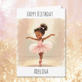 Personalized Ballerina Birthday + Coloring Page Kaart