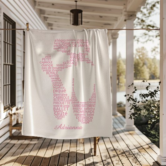 Personalized Ballet Shoe Typography  Fleece Deken