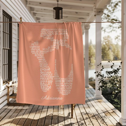 Personalized Ballet Shoe Typography  Fleece Deken