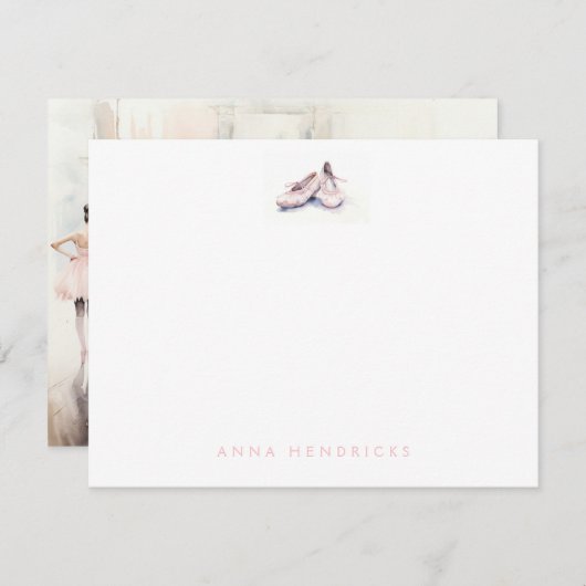 Personalized Ballet Thank You Note Card Stationery Notitiekaartje (Voorkant / Achterkant)