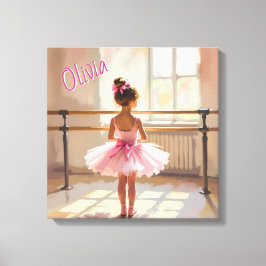 Personalized Ballet themed Ballerina in Pink Canvas Afdruk